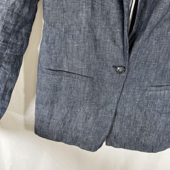 Banana Republic 100% Linen Blazer Women's 2 Blue Single Button Lightweight - Picture 5 of 9